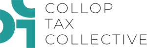 Stacked Collop Tax Collective logo with bold teal geometric icon on the left and modern black text on the right, representing precision-driven strategic tax advisory.
