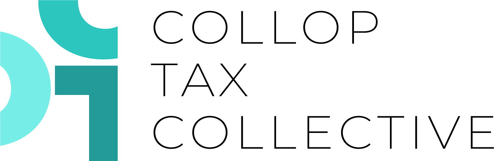 High-resolution logo of Collop Tax Collective featuring full-color teal brandmark and modern black wordmark — optimized for retina displays.